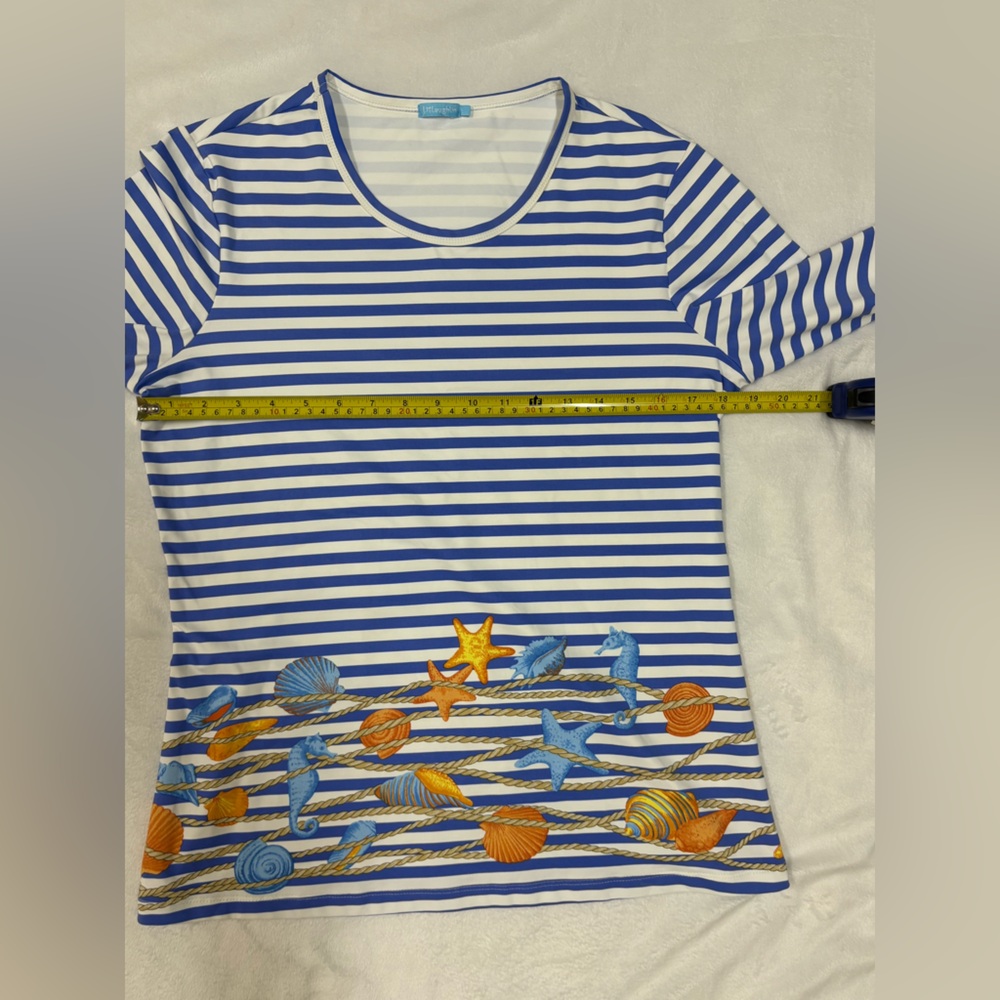 J. McLaughlin Blue and White Striped Top - Picture 5 of 7
